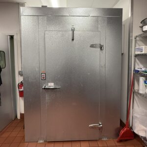 new freshly installed by A/C Dr. Naz walk in cooler. Seattle. Red floor