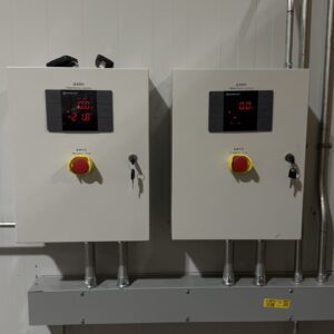 Commercial walk in cooler electrical panel installed