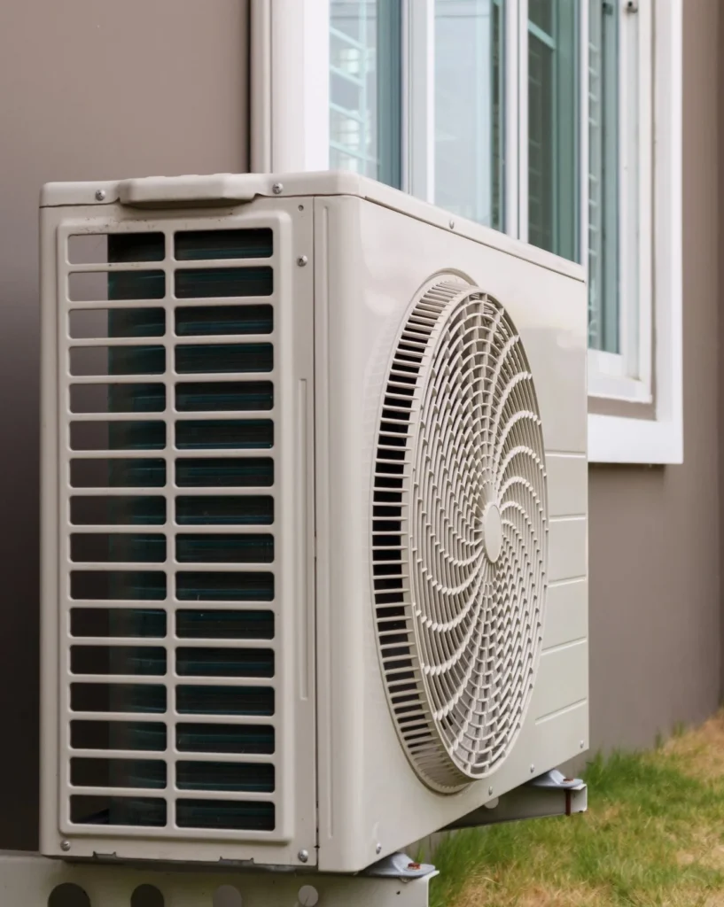 AC repairs in Seattle apartment. almond AC unit.