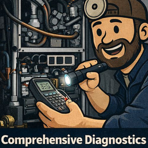 Emergency furnace repair technician arriving at a home in North Seattle during a winter cold snap.