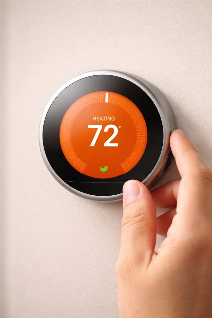 a thermostat set and work on 72 after complete gas furnace repair in seattle done by A/C Dr. Naz.