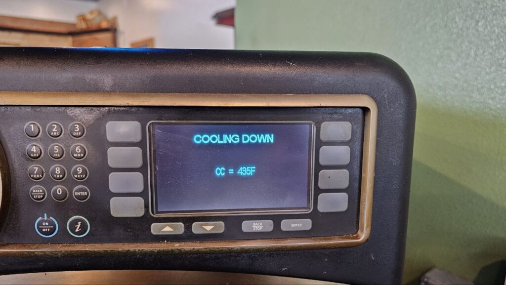 After: Countertop TurboChef oven in Seattle café with error message on display before repair work began.