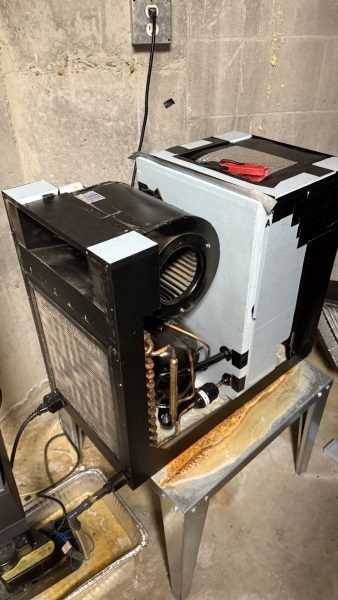 Wine cooler repair in seattle, wa and whole puget sound area, during the process of HVACR certified technician work, blower, fan, coils