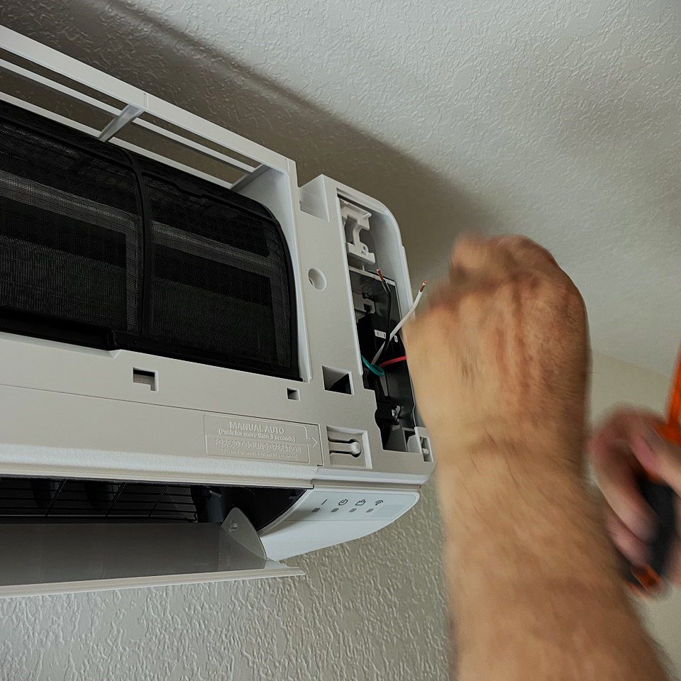 A visual visualization of the home comfort journey provided by A/C Dr. Naz in the North Sound. The panoramic image shows a seamless transition from a misty Seattle morning to a perfectly controlled interior, highlighting our specialized Daikin Aurora and Mitsubishi Hyper-Heat baseboard-to-ductless conversion solutions.