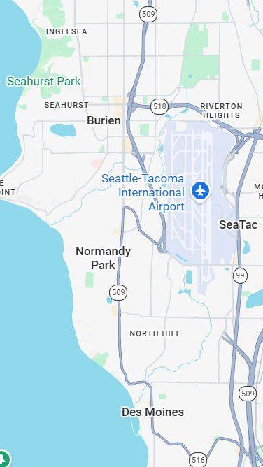 Map of Normandy Park, WA, showing the local service area for A/C Dr. Naz, including the City Center and nearby business districts along the Puget Sound coastline
