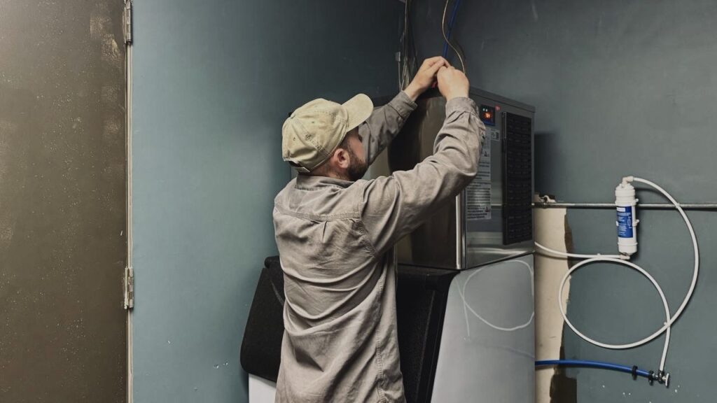 New commercial ice machine startup at Marysville gas station — May 2026