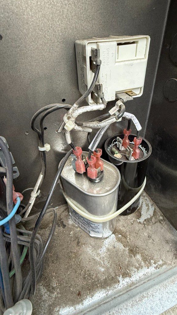 Commercial refrigeration electrical box with capacitors and relay