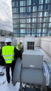 A/C Dr. Naz owner and technicians on a commercial job in Greater Seattle