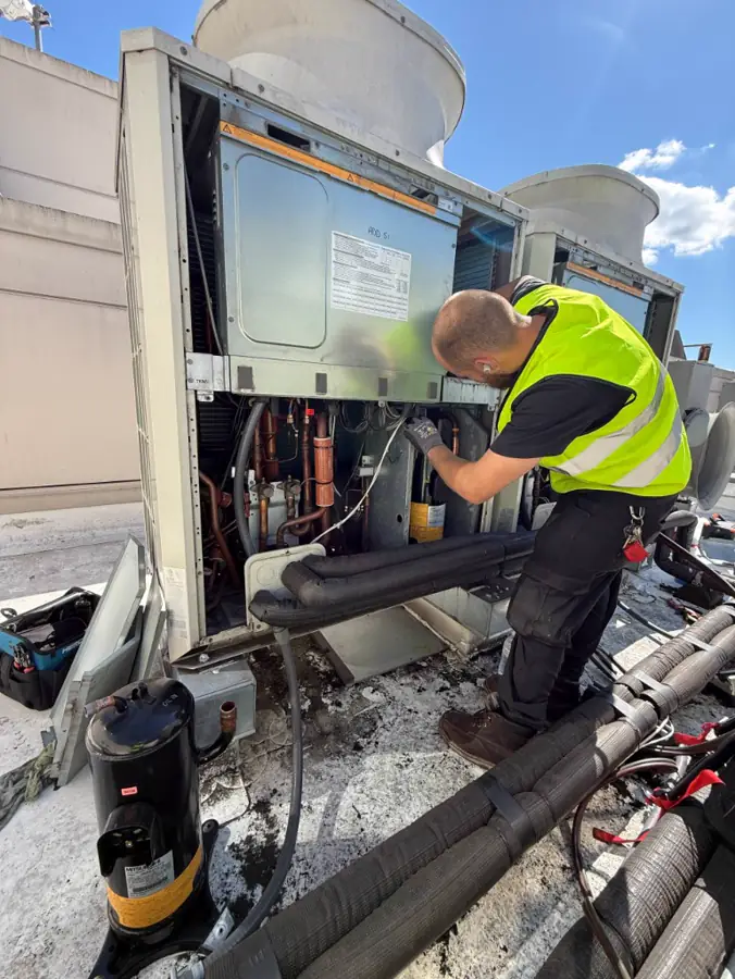 Commercial RTU repair field photo 1 — packaged curb